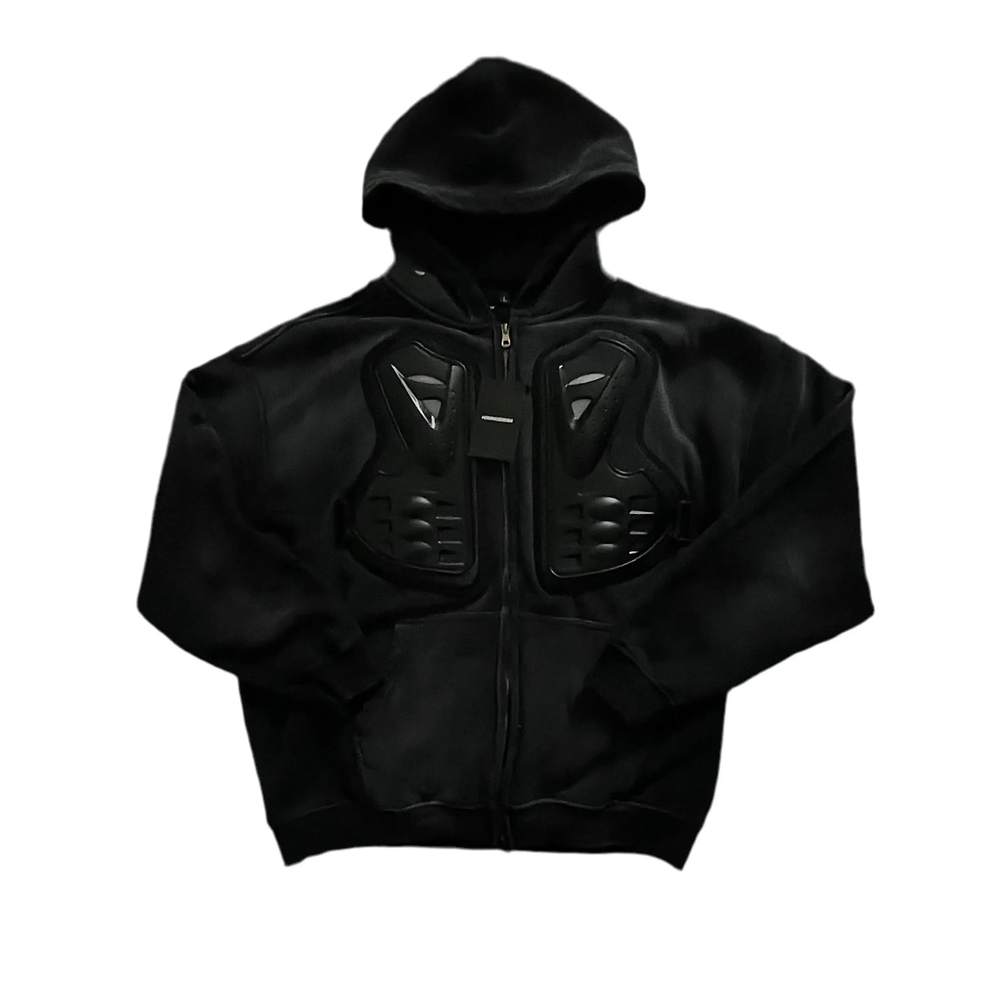 Washed Distressed Padded Armor Punk Hoodie Hominus Denim
