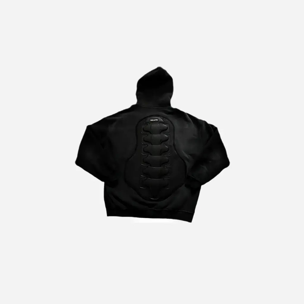Washed Distressed Padded Armor Punk Hoodie Hominus Denim