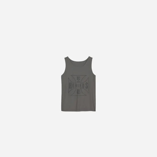 Washed Dyed Hominus Cross Logo Tank Top Printify