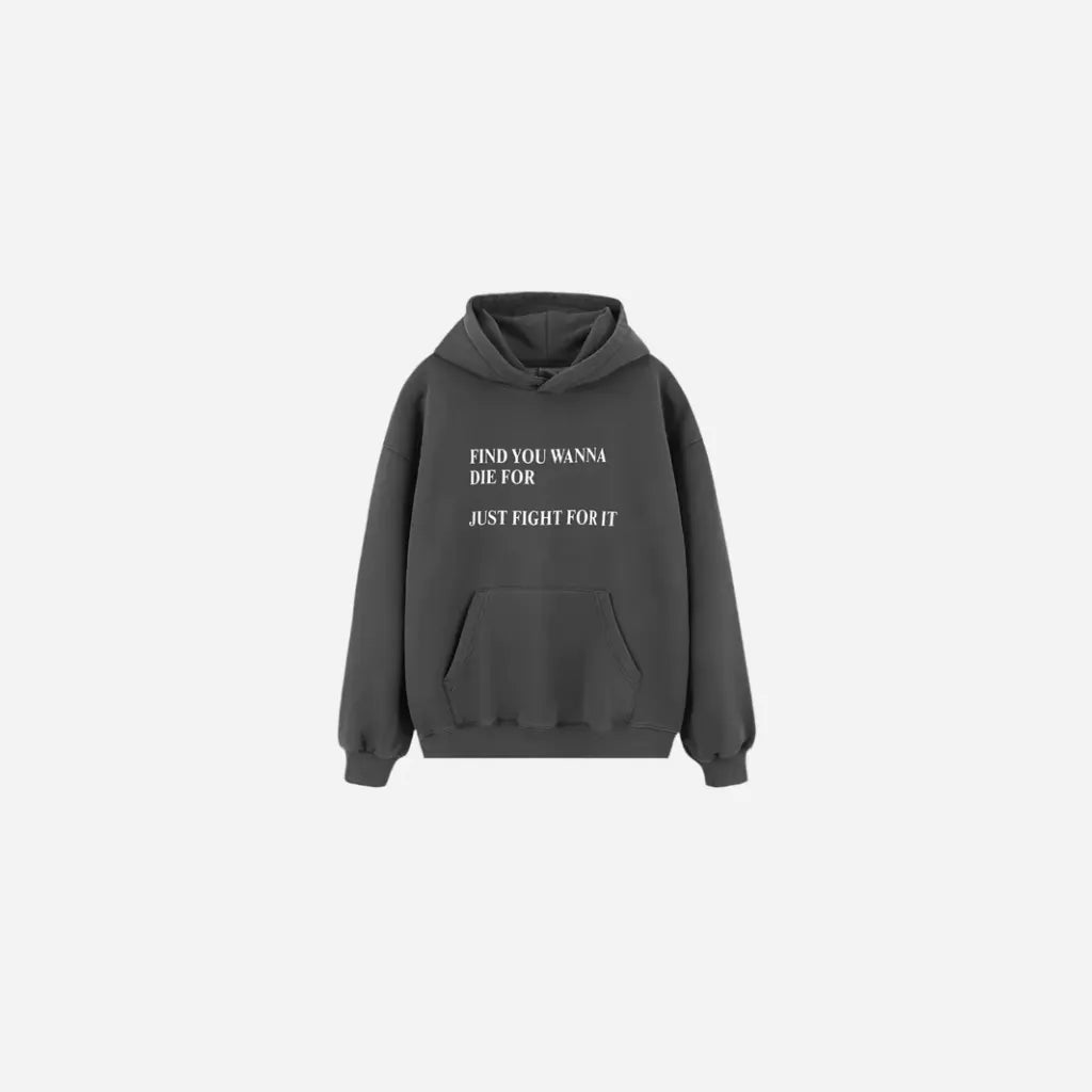 Washed Graphic Letter Design Fleece Hoodie Hominus Denim