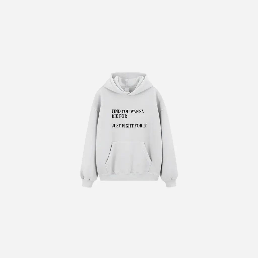 Washed Graphic Letter Design Fleece Hoodie Hominus Denim