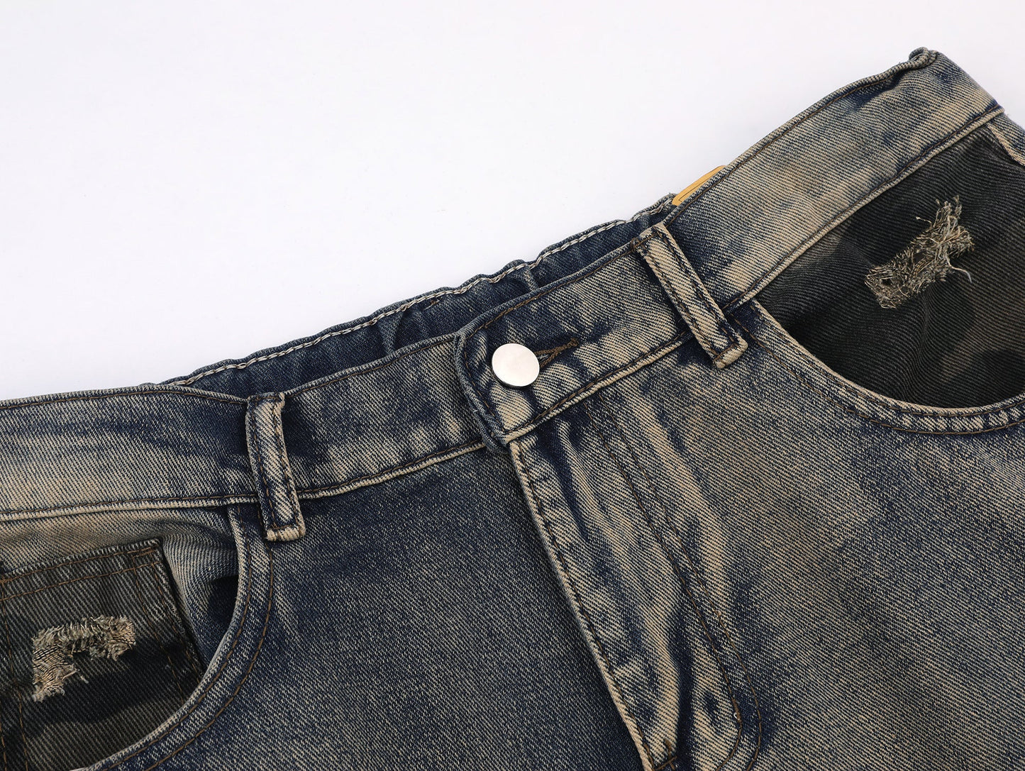 Washed Grunge Distressed Camouflage Baggy Jean - Hominus Denim
