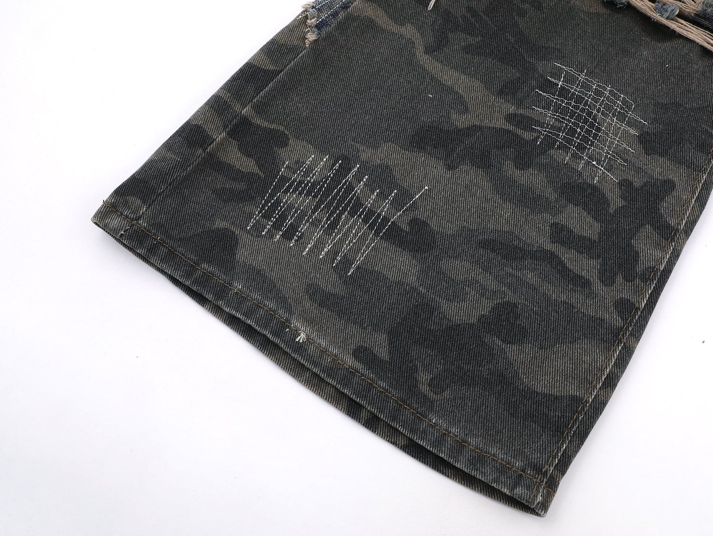 Washed Grunge Distressed Camouflage Baggy Jean - Hominus Denim