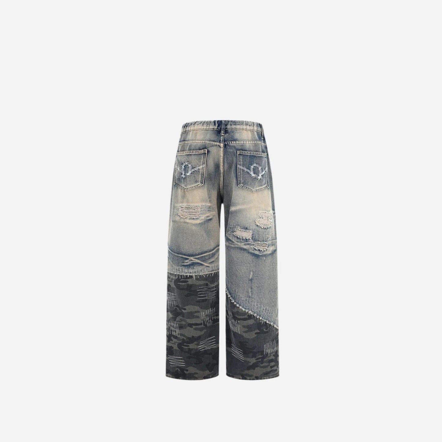 Washed Grunge Distressed Camouflage Baggy Jean Hominus Denim