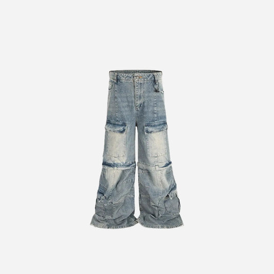 Washed Grunge Multi Pocket Baggy Jeans Hominus Denim