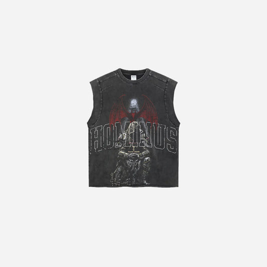 Washed Hominus Printed Design Tank Top Hominus Denim