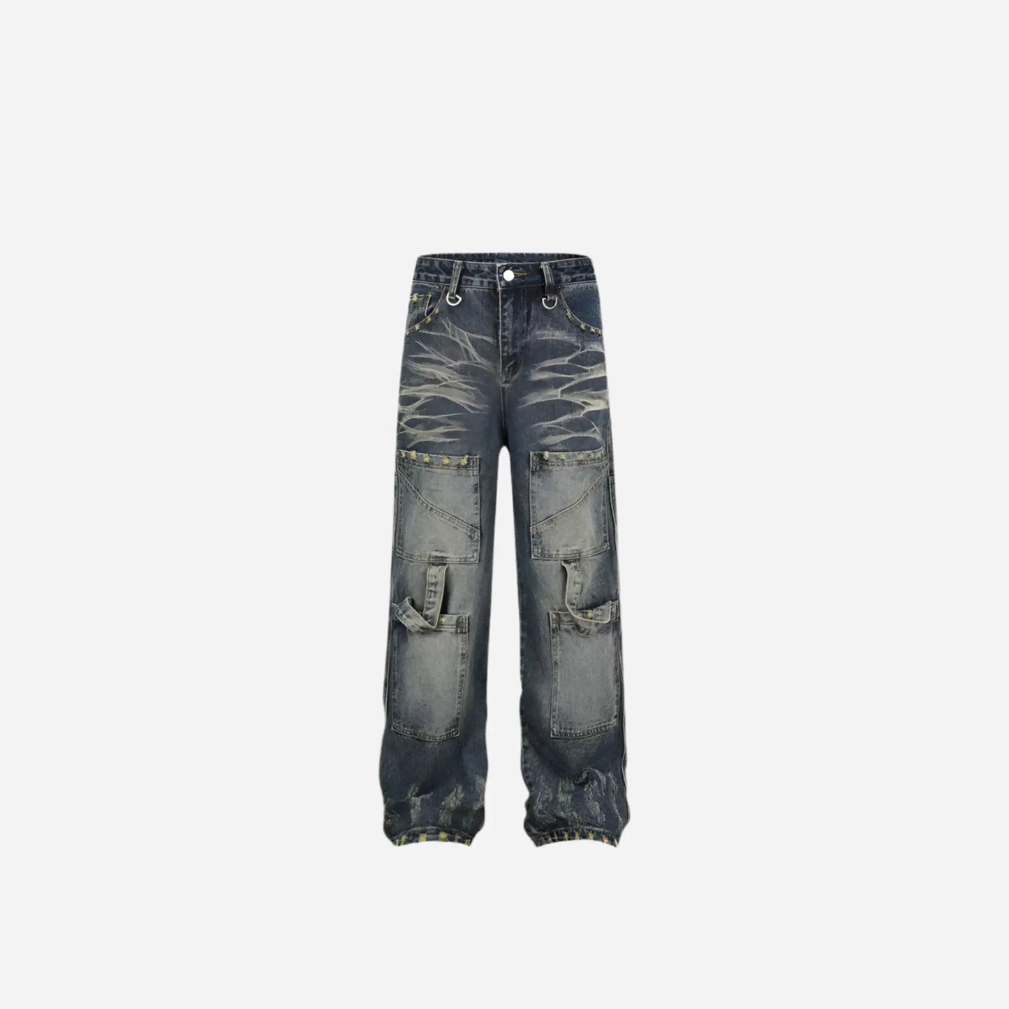 Washed Multi Pockets Baggy Denim Jean Hominus Denim