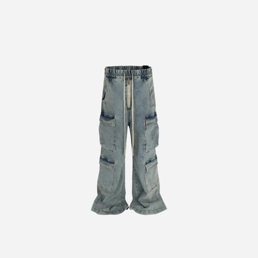 Washed Multi-pockets Baggy Cargo Jean Hominus Denim