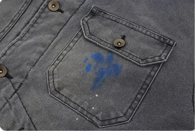 Washed Painted Vintage Workwear Jacket Hominus Denim