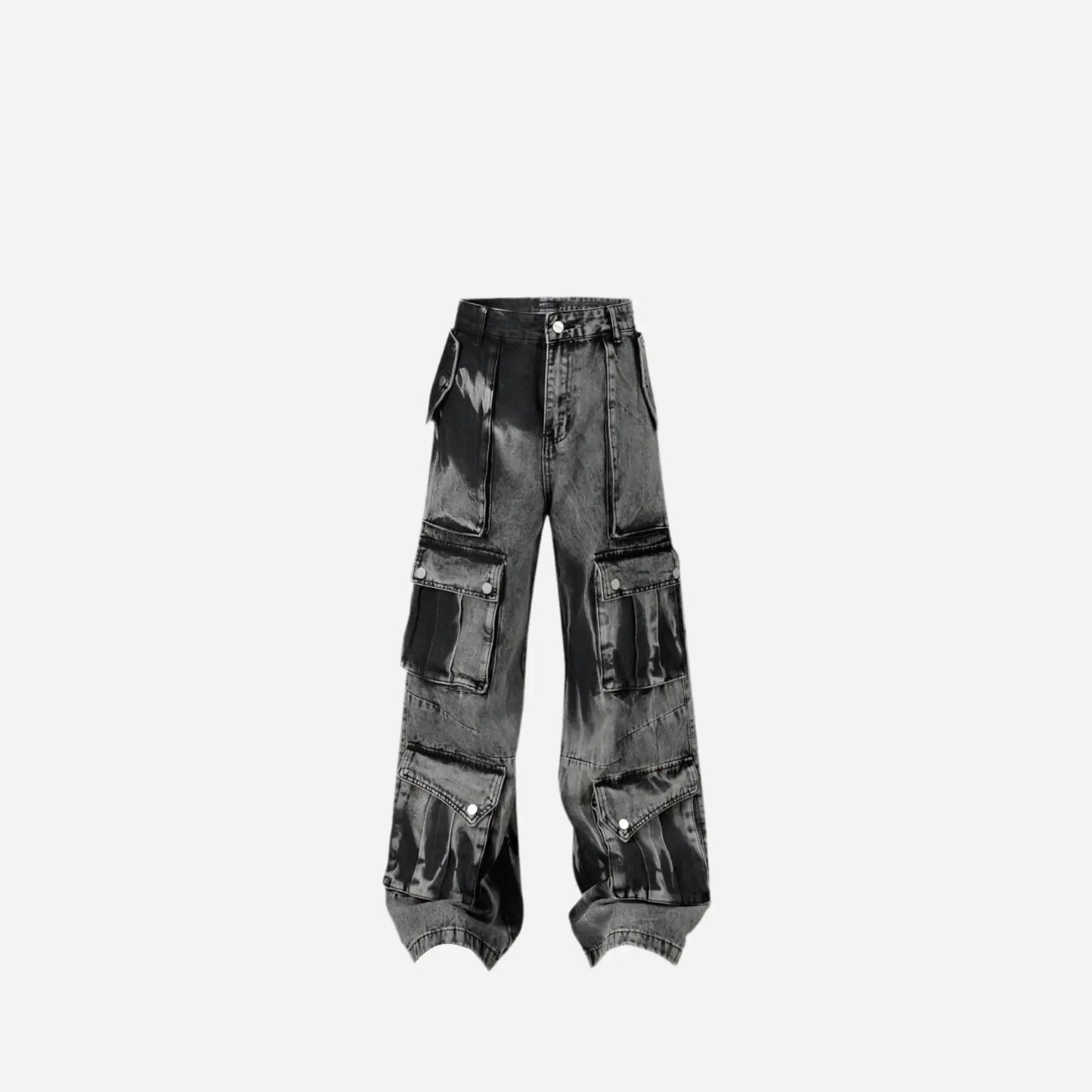 Washed Pattern Baggy Multi Pockets Cargo Jean Hominus Denim
