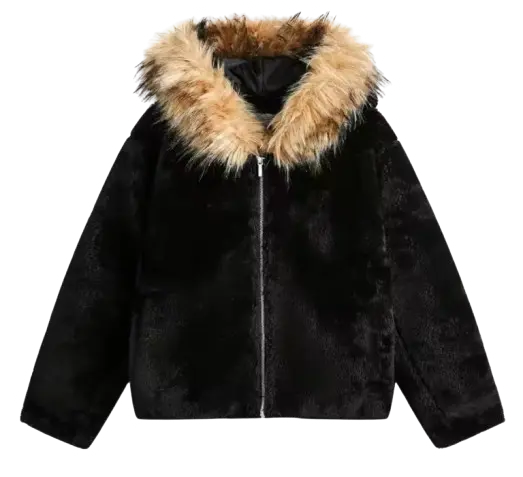 Washed Polar Hooded Fur Jacket Hominus Denim