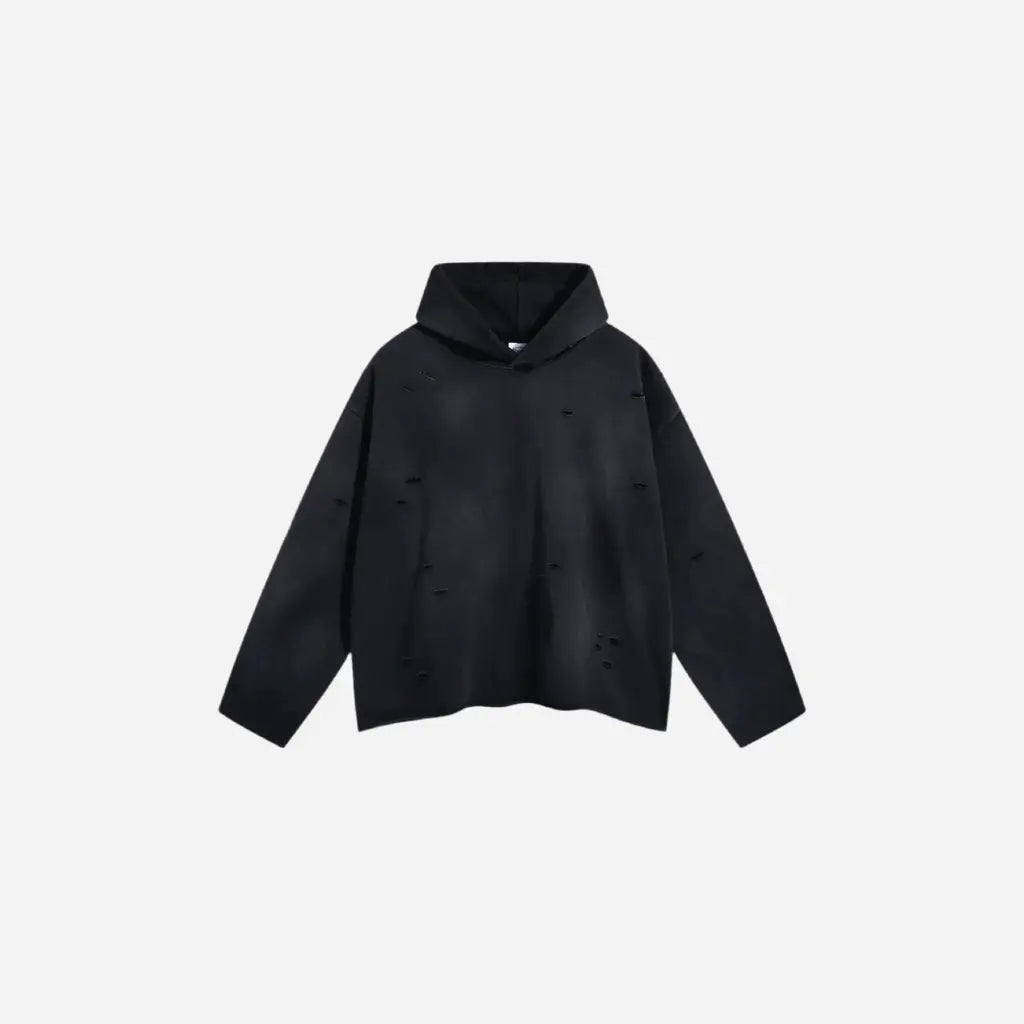 Washed Ripped Grunge Casual Hoodie Hominus Denim