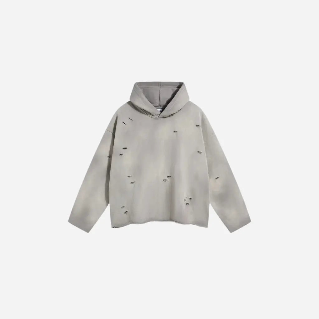 Washed Ripped Grunge Casual Hoodie Hominus Denim