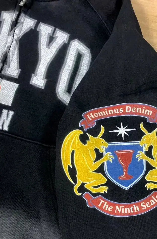 Washed Ripped Hominus Tokyo Hoodie Hominus Denim