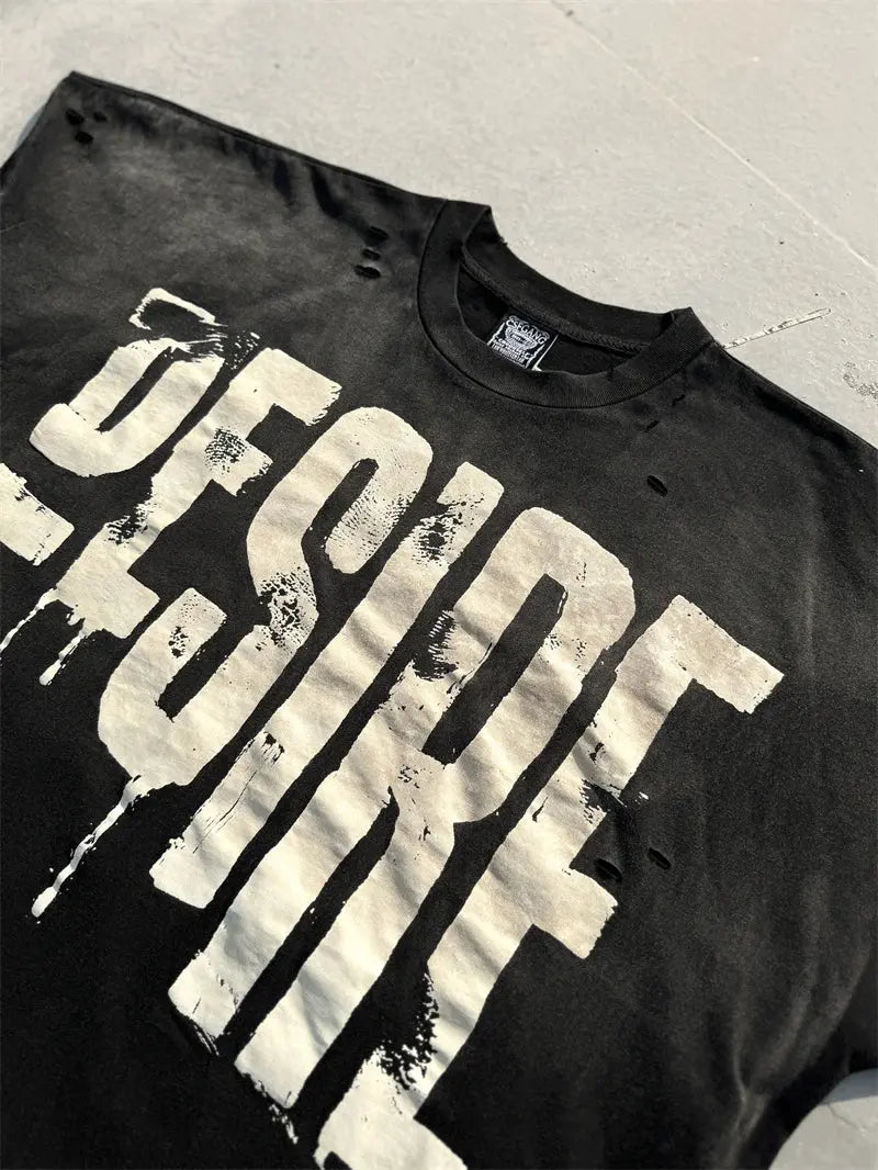 Washed Saint Punk art limited edition BOX TEE Hand Worn Vest T-Shirts Men Women High Quality T Shirt Hominus Denim