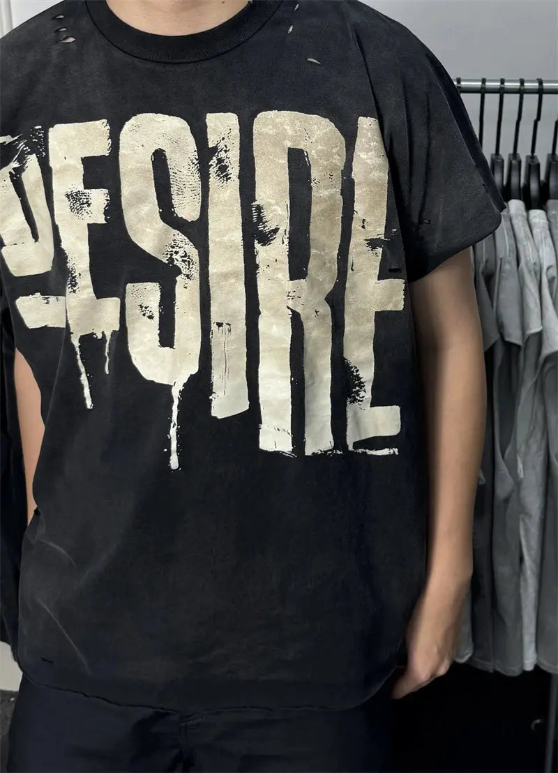 Washed Saint Punk art limited edition BOX TEE Hand Worn Vest T-Shirts Men Women High Quality T Shirt Hominus Denim