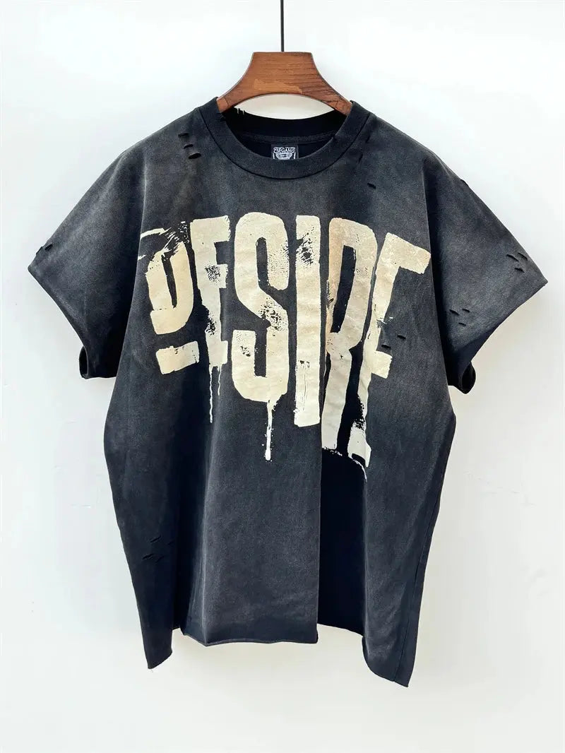 Washed Saint Punk art limited edition BOX TEE Hand Worn Vest T-Shirts Men Women High Quality T Shirt Hominus Denim