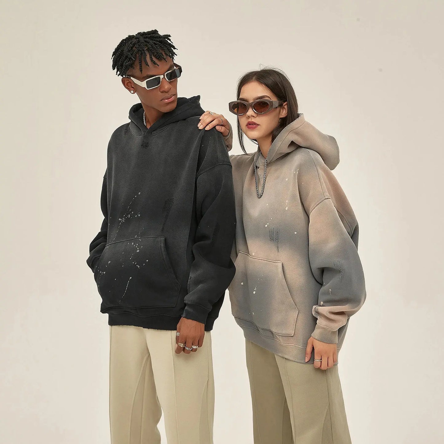 Washed Spreckled Ink Hoodie - Hominus Denim