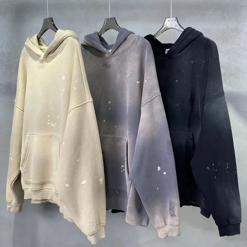 Washed Spreckled Ink Hoodie - Hominus Denim