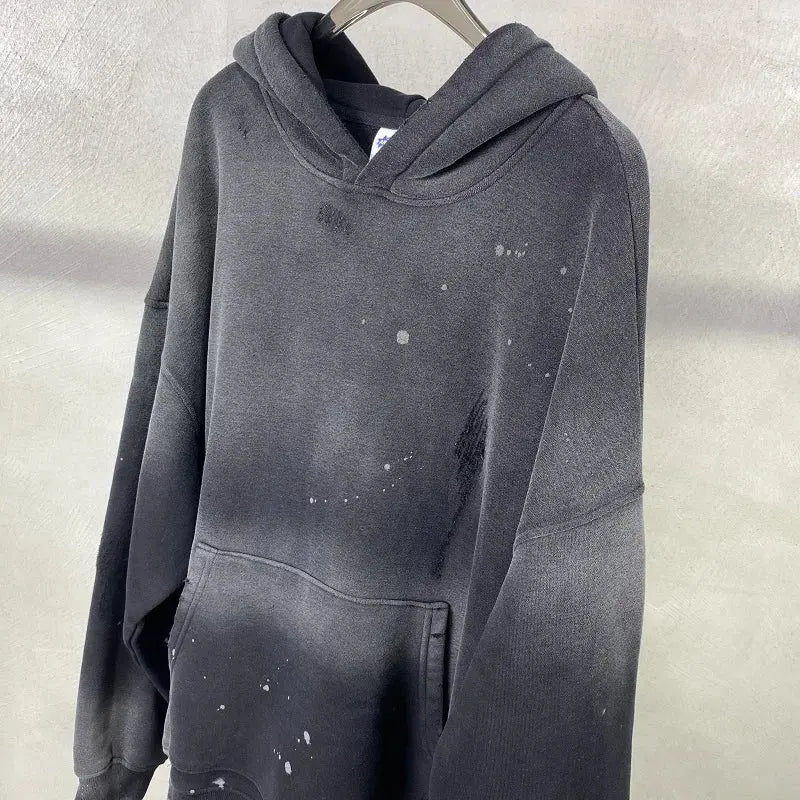 Washed Spreckled Ink Hoodie - Hominus Denim