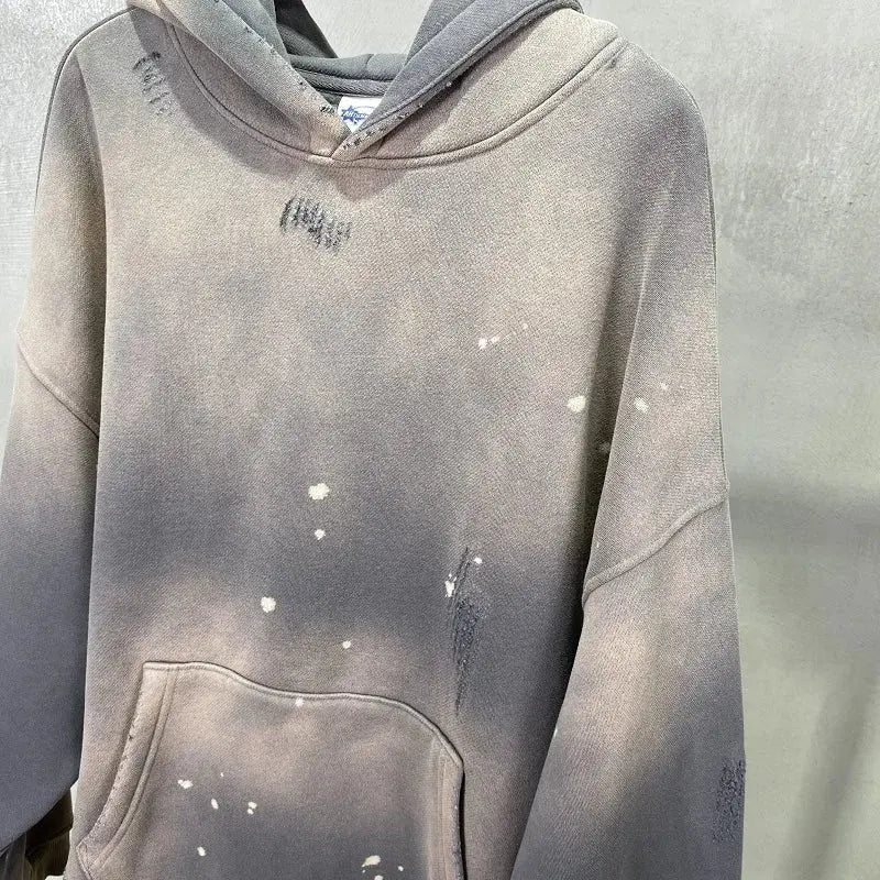 Washed Spreckled Ink Hoodie - Hominus Denim