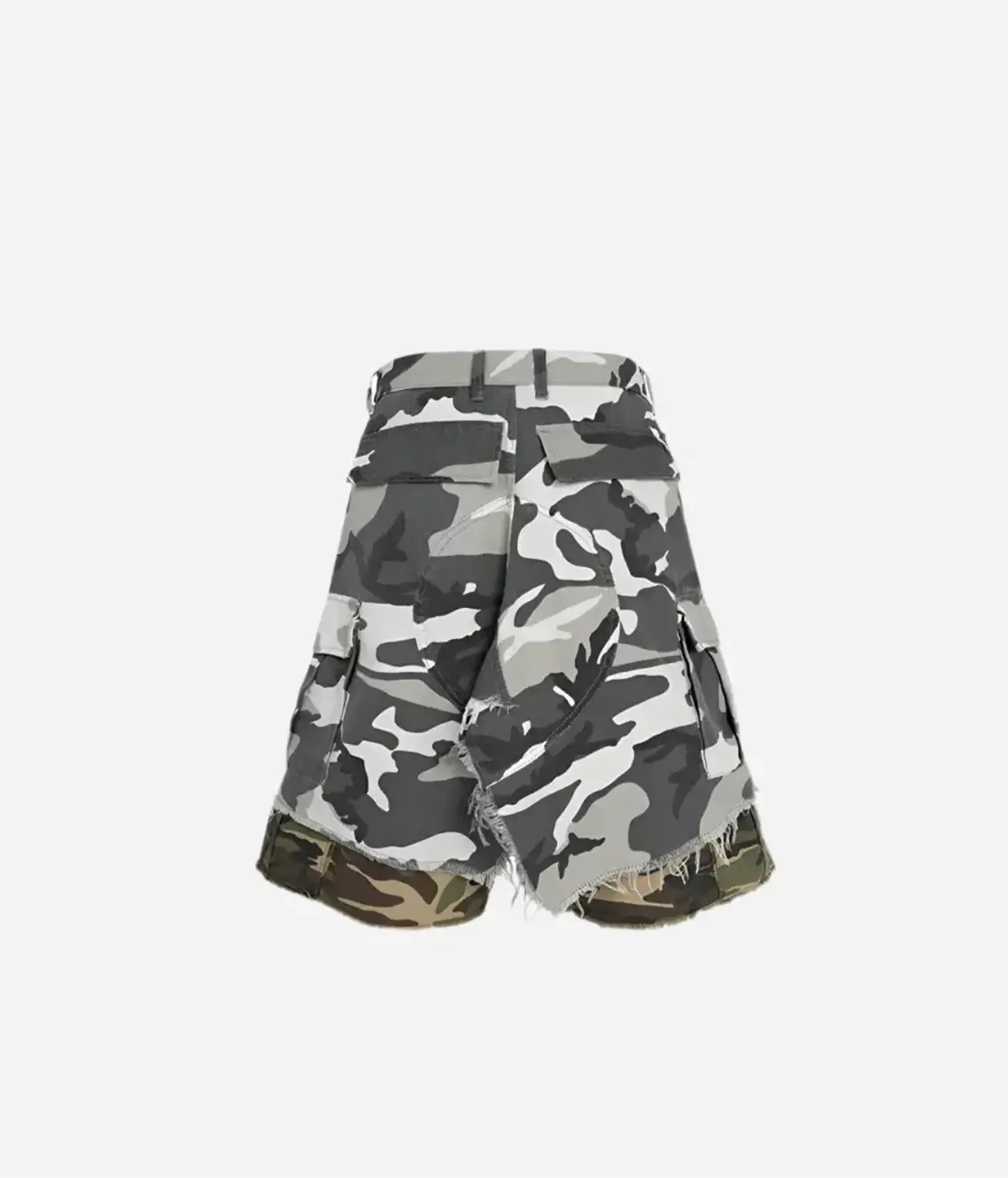 Washed White Layered Camouflage Patchwork Shorts Hominus Denim