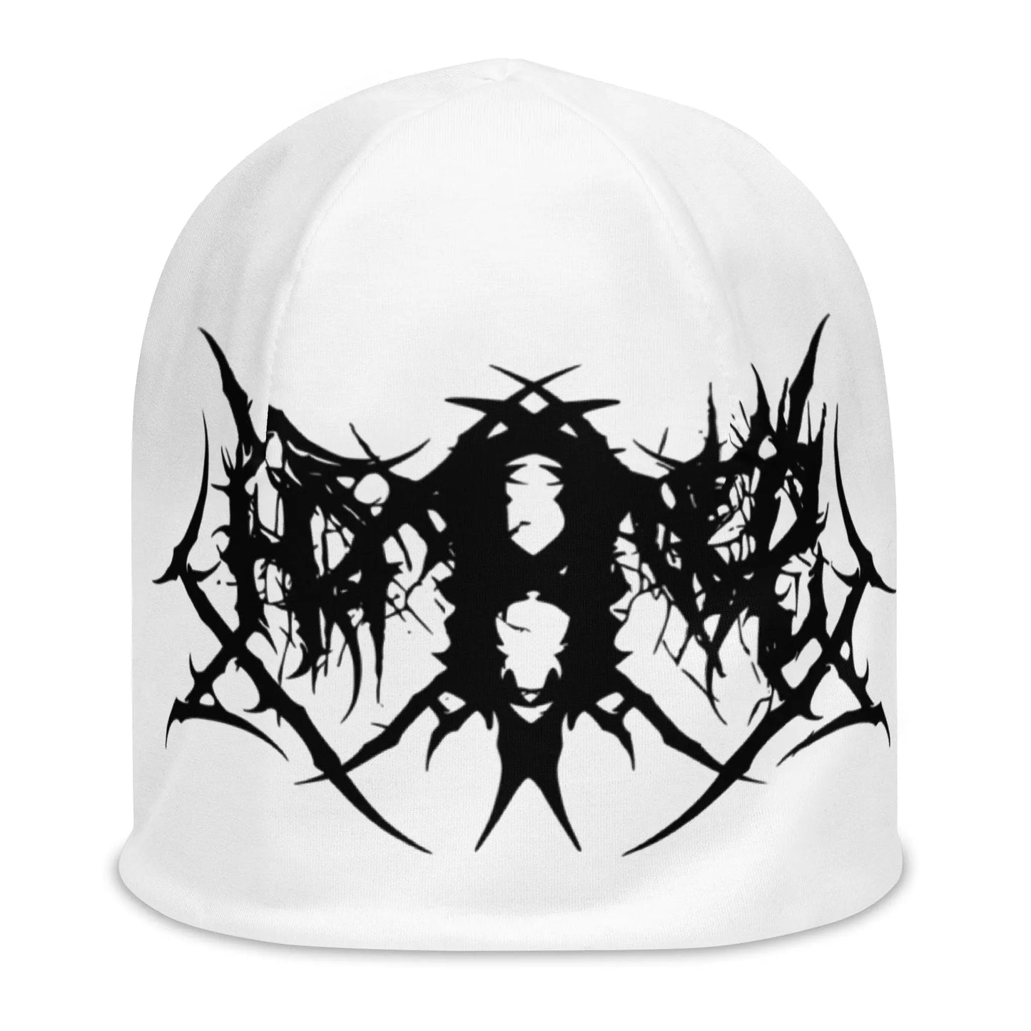 White Hominus Denim Gothic Logo Beanie Hominus Denim