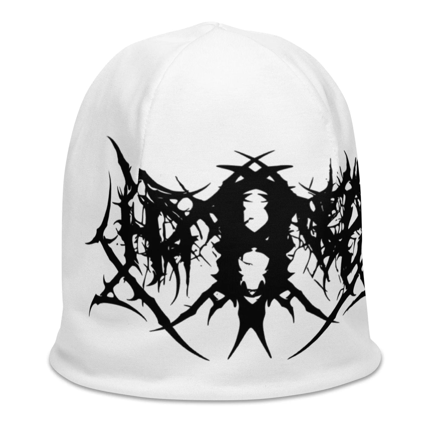 White Hominus Denim Gothic Logo Beanie Hominus Denim