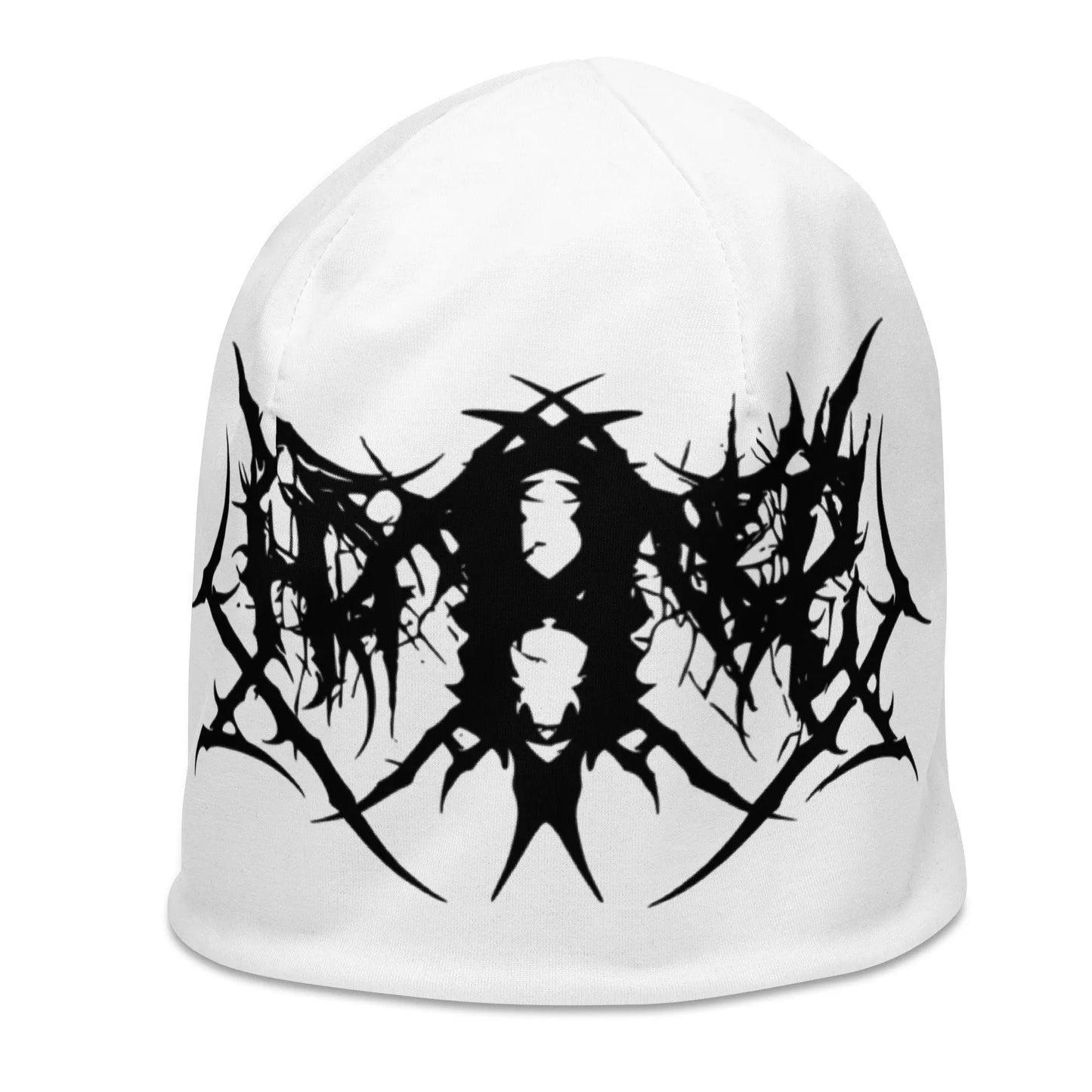 White Hominus Denim Gothic Logo Beanie Hominus Denim