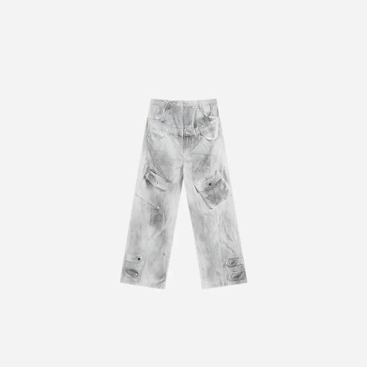 White Washed Double Waist Baggy Jeans Hominus Denim