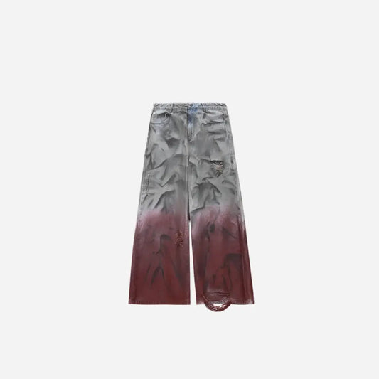 Wide Leg Ripped Gradient Printed Pants Hominus Denim