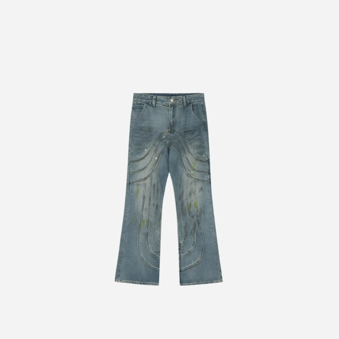 Worn Out Flared Wave Deconstruction Splicing Jean Hominus Denim