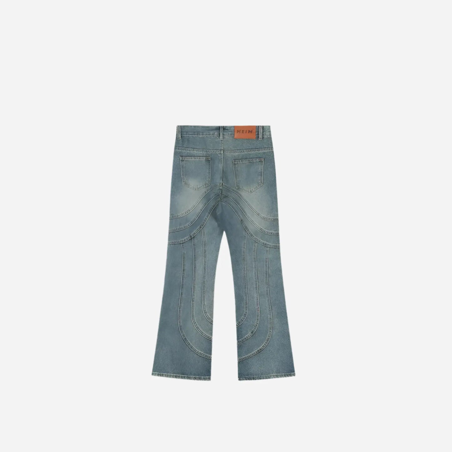 Worn Out Flared Wave Deconstruction Splicing Jean Hominus Denim