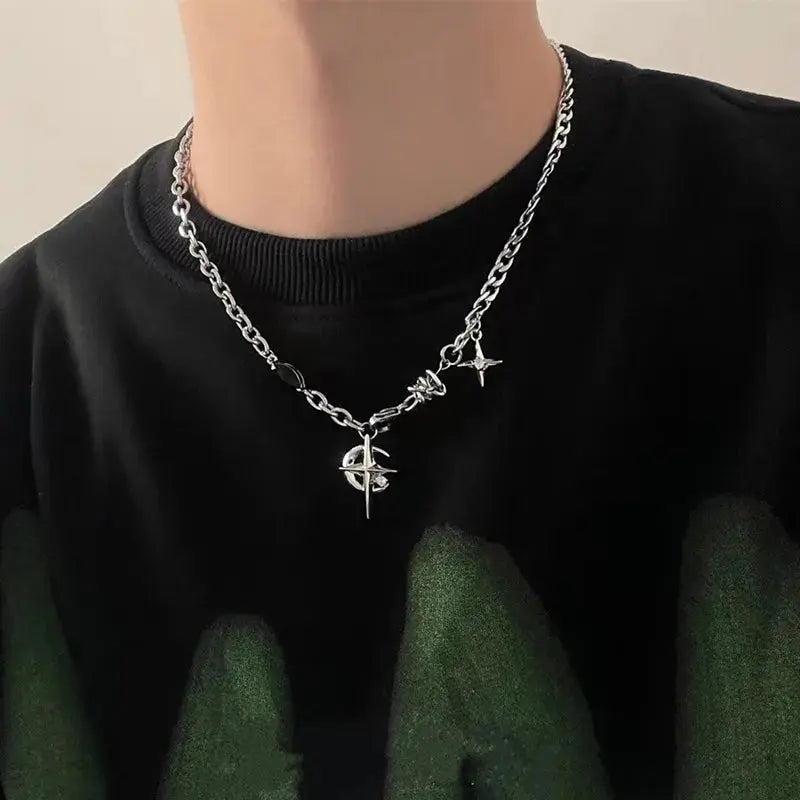 Y2K Cuban StarMoon Chain - Hominus Denim