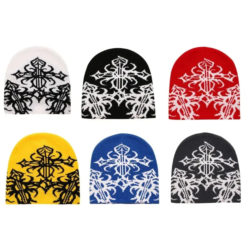 Y2K Gothic Pattern Beanie - Hominus Denim