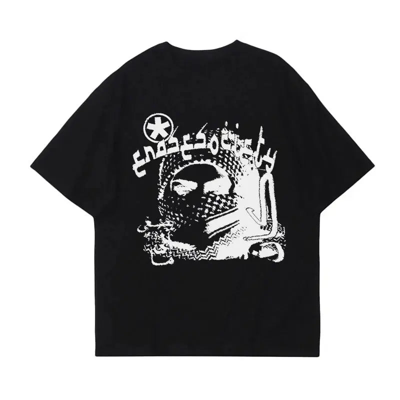 Y2K Grunge Arabic Graphic Printed Tee - Hominus Denim