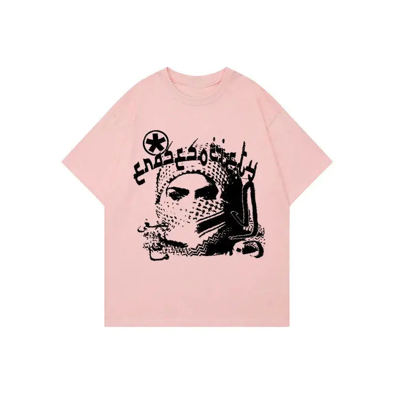Y2K Grunge Arabic Graphic Printed Tee - Hominus Denim