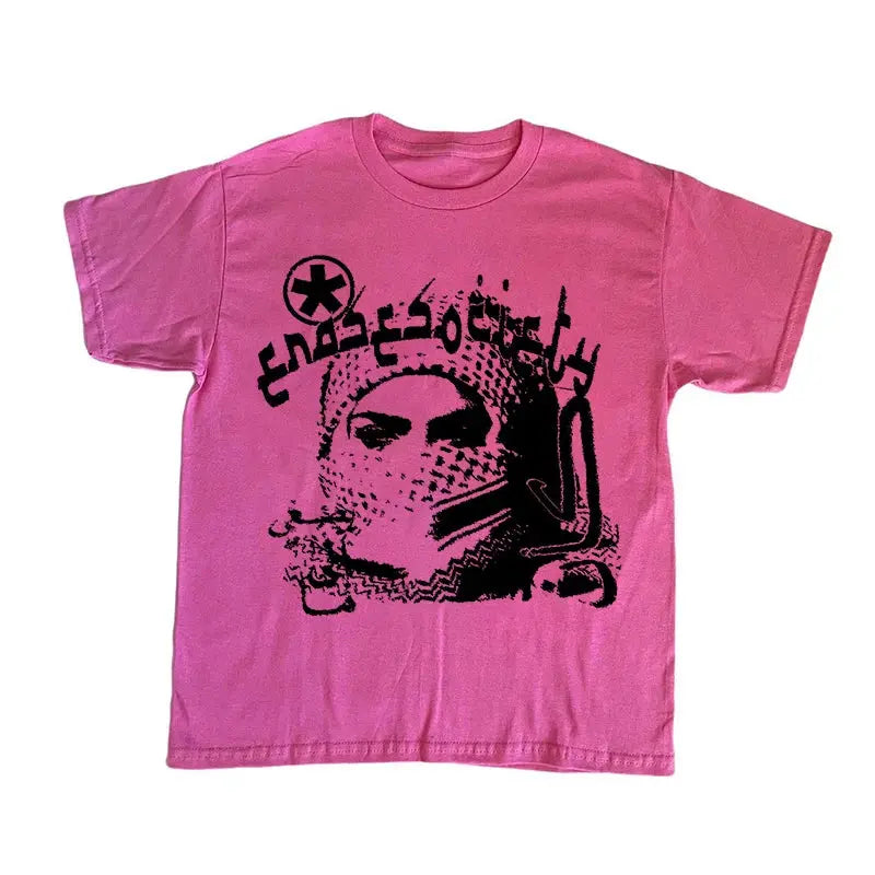 Y2K Grunge Arabic Graphic Printed Tee - Hominus Denim