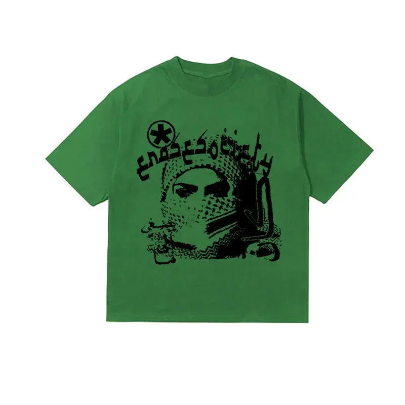 Y2K Grunge Arabic Graphic Printed Tee - Hominus Denim