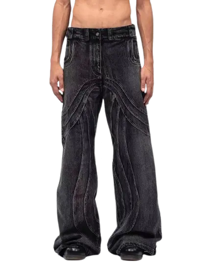 Y2K Ripped Washed Style Loose Pant - Hominus Denim