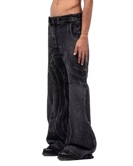 Y2K Ripped Washed Style Loose Pant - Hominus Denim