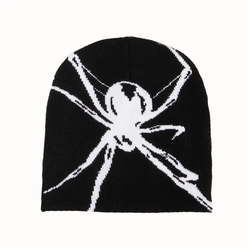 Y2K Spider Design Knitted Beanie - Hominus Denim