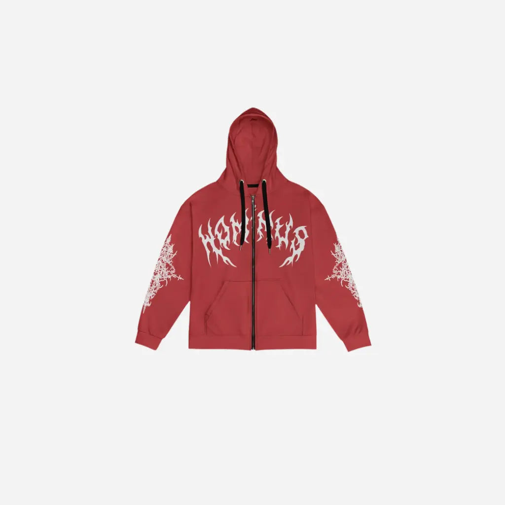 Y2K Washed Retro Gothic Flame Print Oversized Zipper Hoodie Hominus Denim