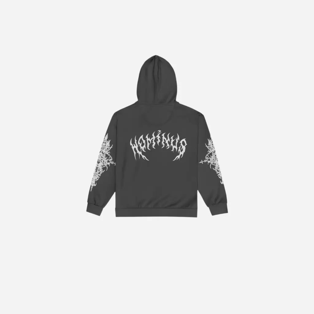 Y2K Washed Retro Gothic Flame Print Oversized Zipper Hoodie Hominus Denim