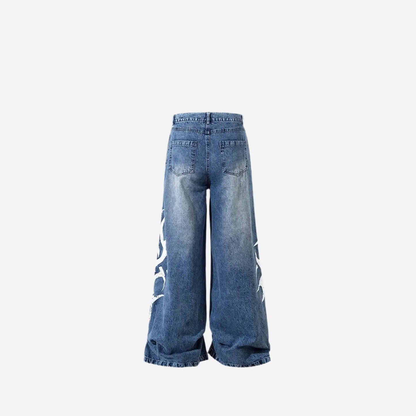 Y2K Washed Tribal Printed Baggy Jeans Hominus Denim