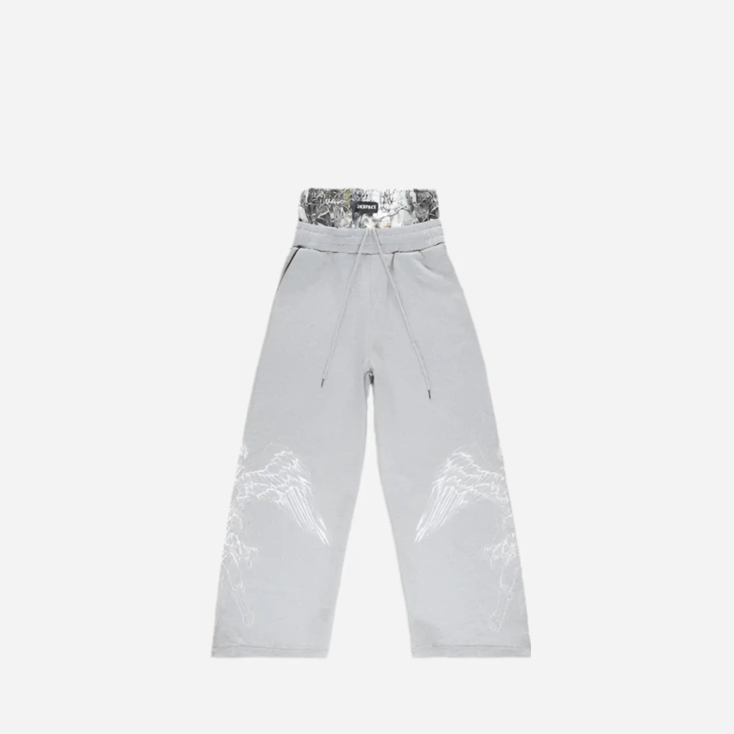Y2K retro sweatpants high street print camouflage double waist straight leg pants angel pattern solid color men women casualwear Hominus Denim
