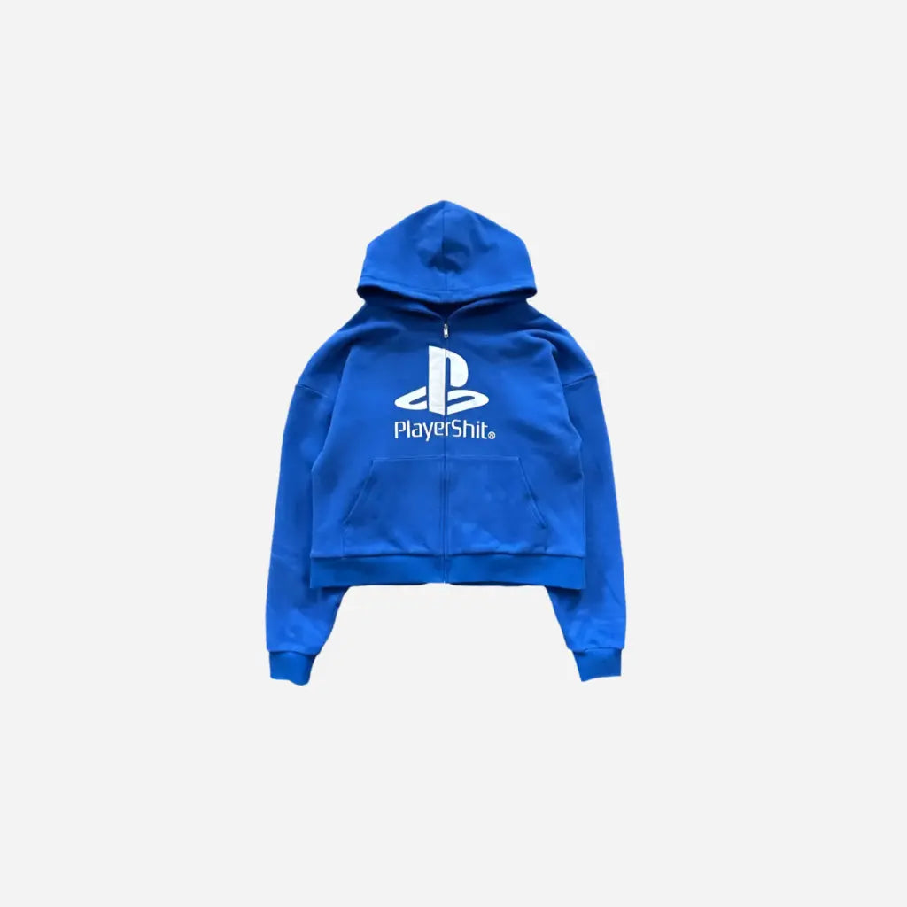 Y2k Oversized Cropped Play Logo Hoodie Hominus Denim