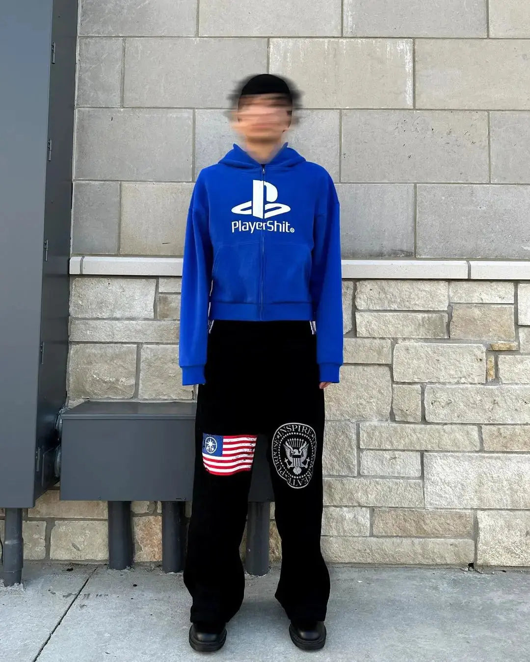 Y2k Oversized Cropped Play Logo Hoodie - Hominus Denim