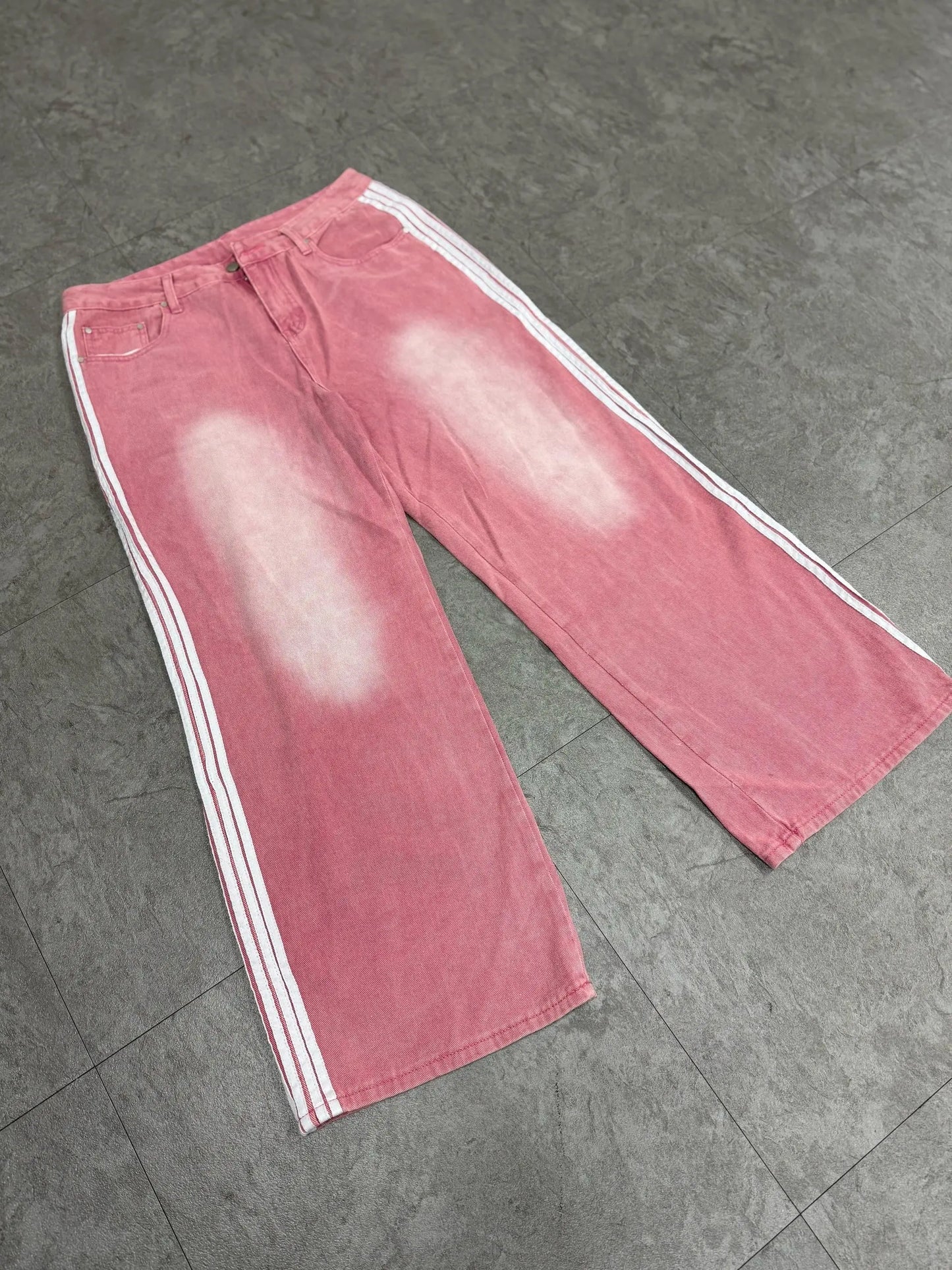 Y2k Washed Striped Baggy Jean Hominus Denim