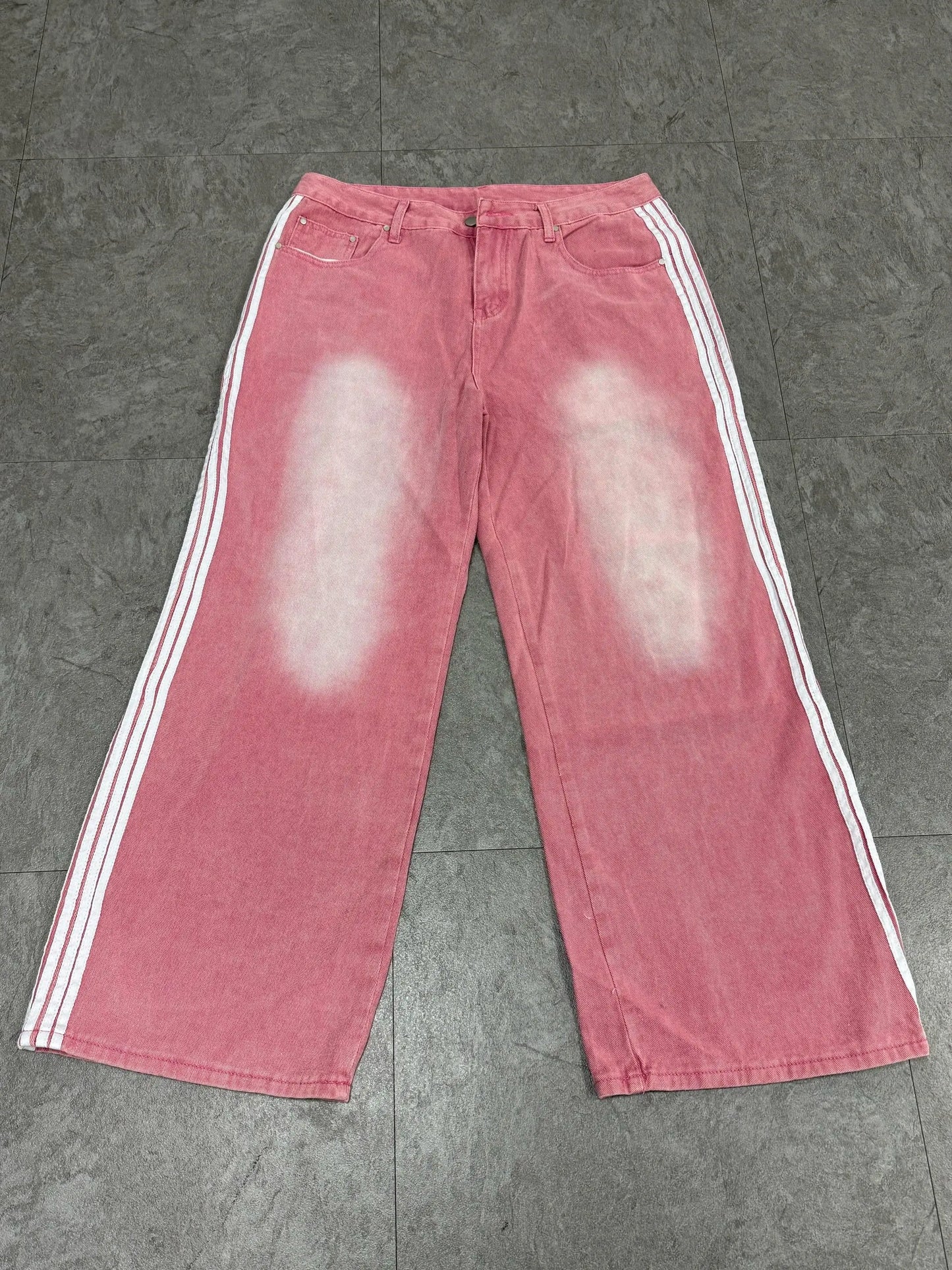 Y2k Washed Striped Baggy Jean Hominus Denim